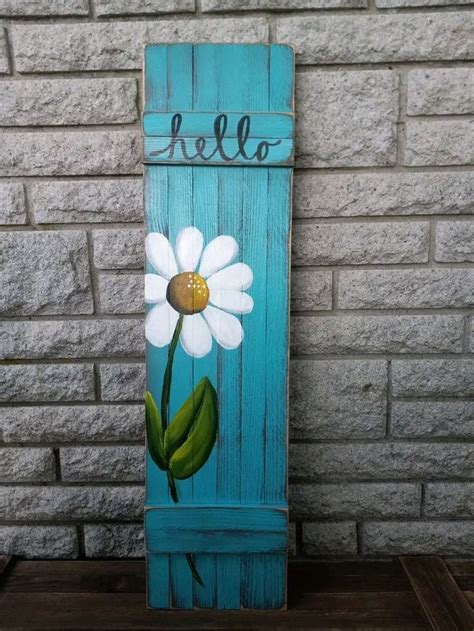 White Daisy Handpainted Shutter Sign, Decorative Porch Leaner. Personalized Wood Decor - Etsy ...