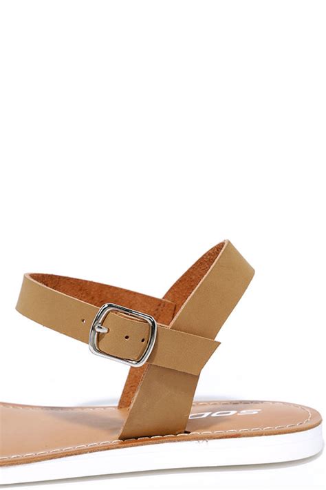 Cute Tan Sandals - Flat Sandals - Vegan Sandals - $19.00