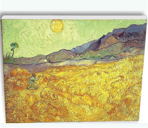 Canvas reproduction after the Wheatfield with a Reaper at Sunrise by ...