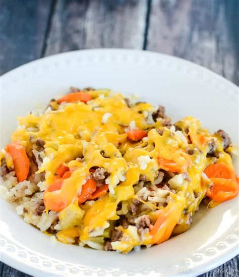 Cheesy Hamburger Rice Casserole - Creations by Kara