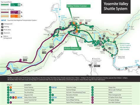 Yosemite Valley shuttle bus map