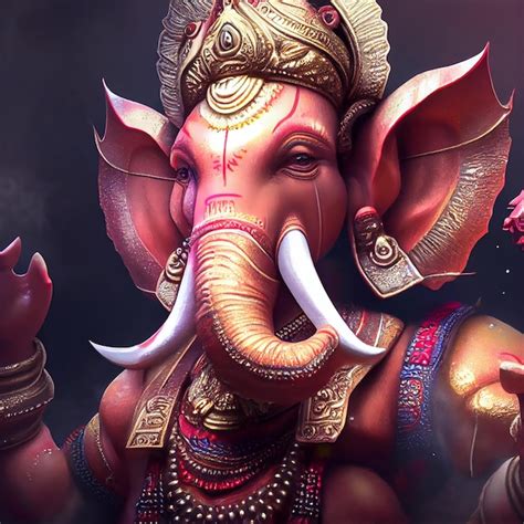 Premium Photo | Ganesha god realistic portrait illustration hindu god elephant