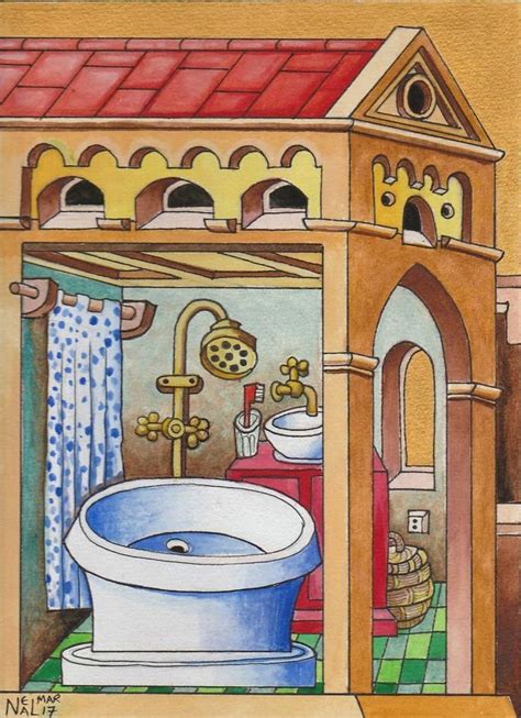 Medieval Bathroom Painting in 2021 | Painting, Art, Illustration art