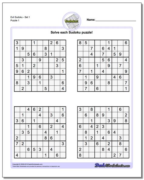 Printable Sudoku Puzzles | room surf.com