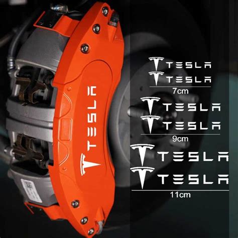 6Pcs/Set Auto Wheel Brake Decals Car Caliper Stickers for TESLA Model 3 Model X Model S Model Y ...