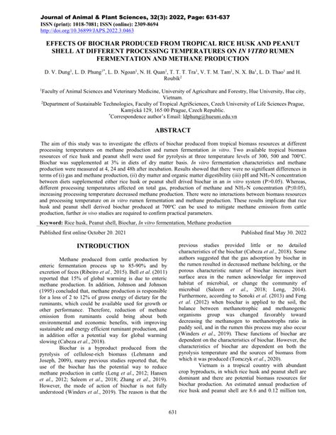 (PDF) Effects of biochar produced from tropical rice husk and peanut shell at different ...