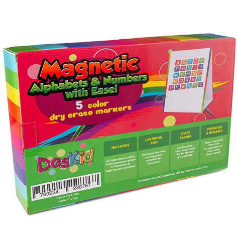 Tabletop Magnetic Easel Whiteboard (2 Sides) Includes:199 Magnetic ABC Alphabet Letters-Numbers ...