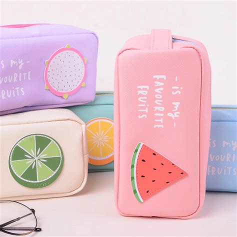 Cute Fruit Pencil Case Box Student Pen Bag Purse Cosmetic Pouch Brush ...