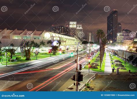 San Diego Skyline Night Shot Stock Photo - Image of night, convention ...