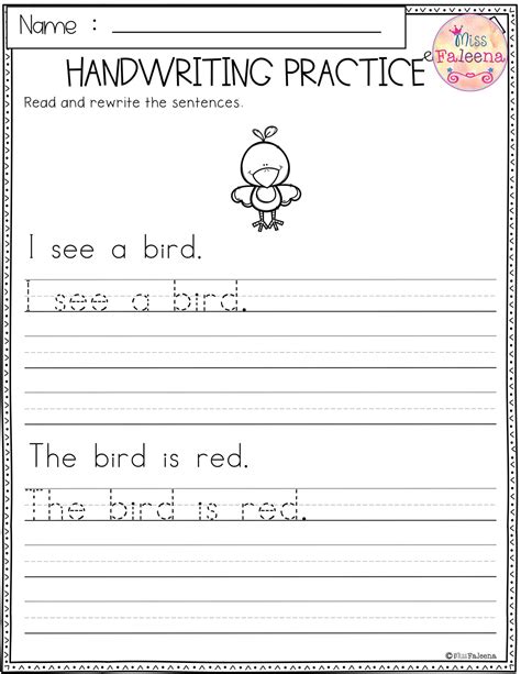 Kindergarten Writing Worksheets Free Printable