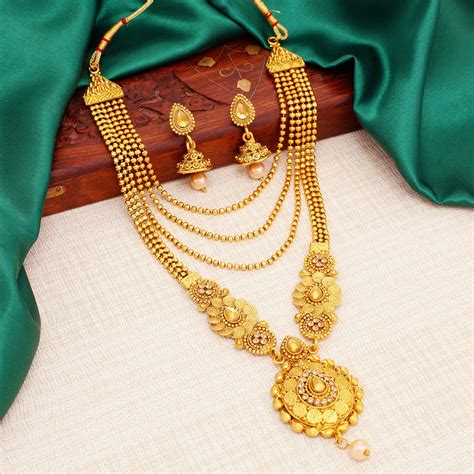 Sukkhi Traditional Gold Plated Long Haram Dual Necklace Set for women ...