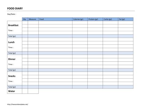 Food Diary Log - Free Printable Calorie Counter Journal | Free Printable A to Z