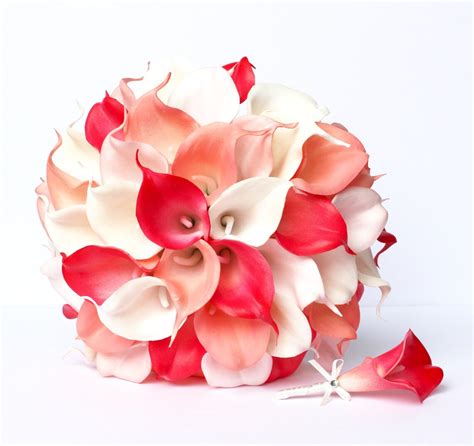 CORAL WEDDING BOUQUET Calla Lily Wedding Bouquet Coral - Etsy