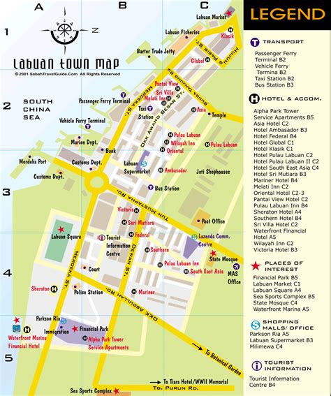 Labuan Town Map - Sabah Travel Guide - Ultimate travel guide! Sabah, Malaysia.