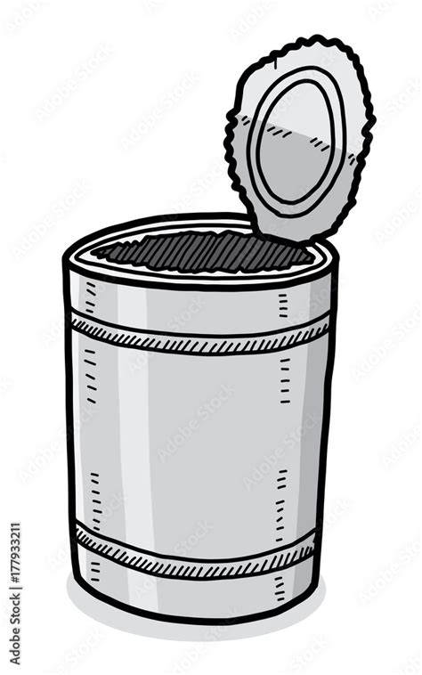 tin can waste / cartoon vector and illustration, hand drawn style, grayscale, isolated on white ...