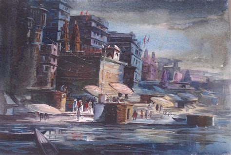 Landscape Of Varanasi Ghat Painting by Gajraj - Pixels