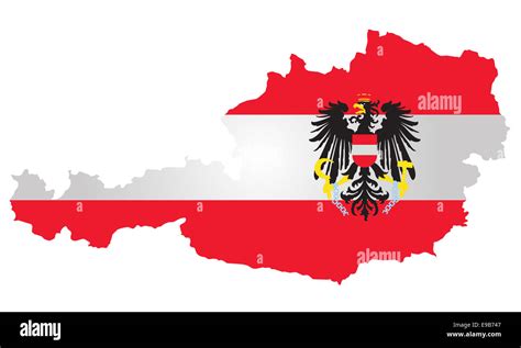 Flag of the Republic of Austria overlaid on outline map isolated on white background Stock Photo ...