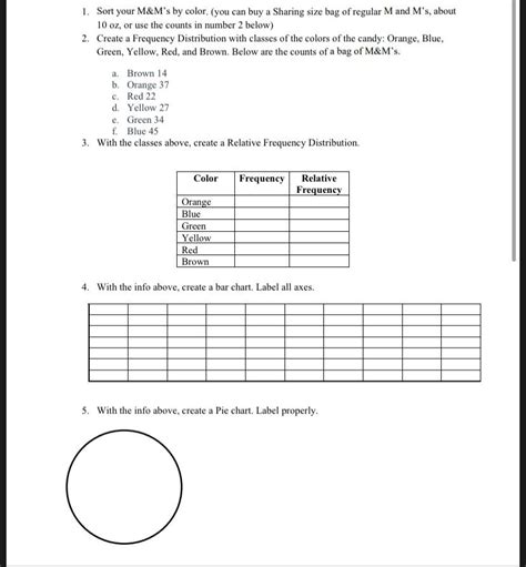 Solved 1. Sort your M&M's by color. (you can buy a Sharing | Chegg.com