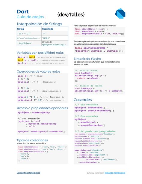 Dart-cheat-sheet - Resumen de dart y flutter - Dart Guia de atajos ...
