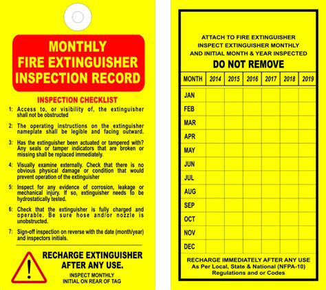 Fire Extinguisher Inspection Log Printable - Business Self Inspection Checklist North County ...