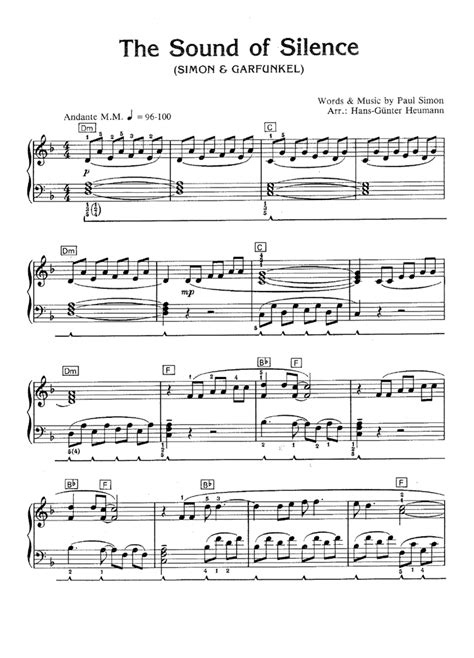 THE SOUND OF SILENCE Easy Piano Sheet music | Easy Sheet Music