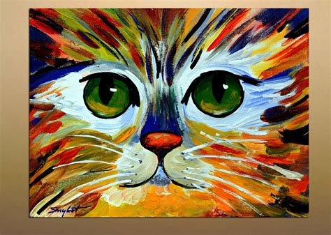 Colorful Kitty Original Abstract Cat Portrait Painting Acrylic | Etsy ...