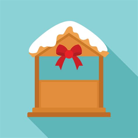 Wood xmas kiosk icon, flat style 14626568 Vector Art at Vecteezy