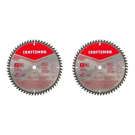 CRAFTSMAN 10-in 60-Tooth Fine Finish Carbide Miter/Table Saw Blade (2-Pack) at Lowes.com