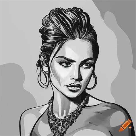 Line-art coloring book page of a beautiful woman on Craiyon