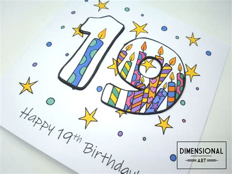 19th Birthday Card Happy 19th Birthday Nineteen Today 19 - Etsy UK