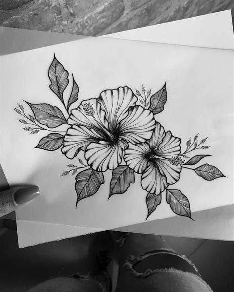 Hibiscus Flower Tattoo Drawing