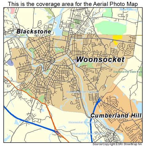 Aerial Photography Map of Woonsocket, RI Rhode Island