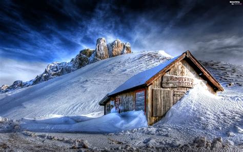 winter, cottage, snow, Mountains - Beautiful views wallpapers: 2560x1600