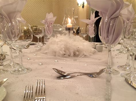 White Party table details | Party table, Table etiquette, Table decorations