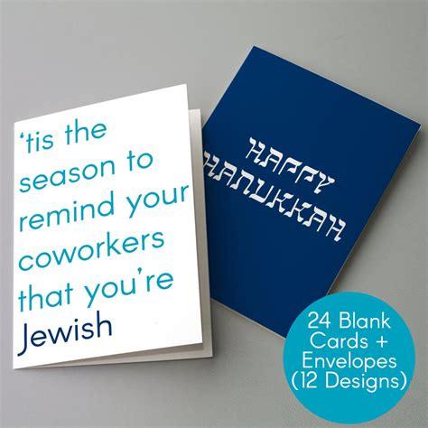 Funny Hanukkah Cards - Bulk Pack 24 Jewish Holiday Chanukah Greetings - Ritzy Rose