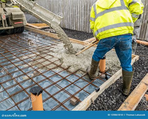 Concrete Pouring for the Basement of a Building- Concrete Slab Stock ...