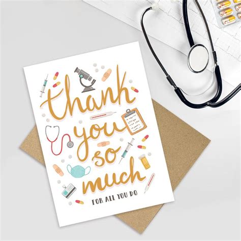 Medical Thank You Card for Doctors With Illustrated Medical - Etsy | Birthday card drawing, Card ...