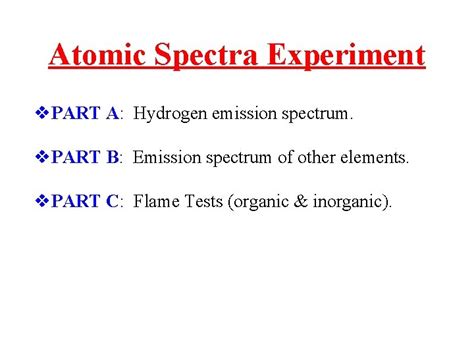 ATOMIC SPECTRA Objectives 1 Determine the emission spectrum