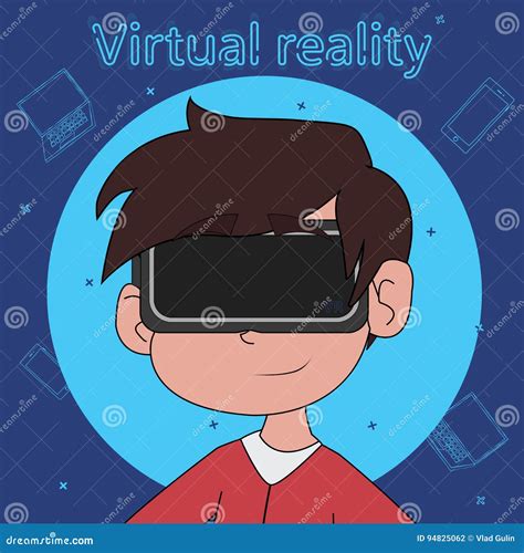 Boy with VR Headset. Virtual Reality for Education and Games Stock ...