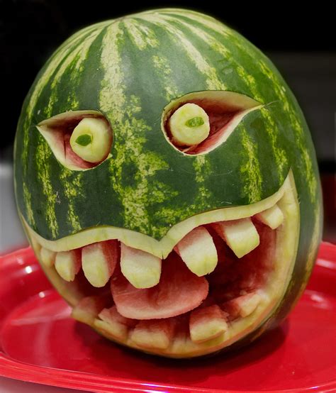 melon face 666 SH | Carved watermelon at the restaurant show… | Flickr