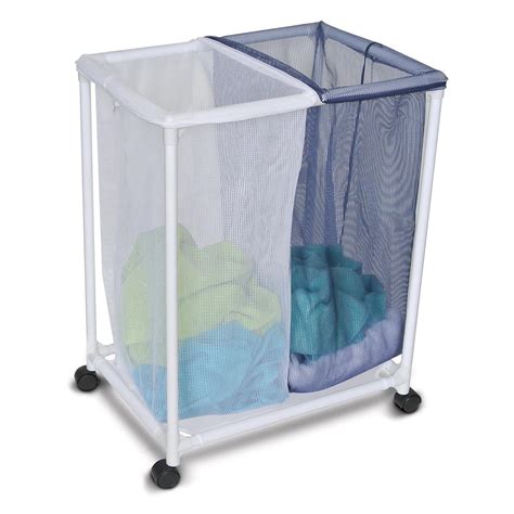 Homz Double Mesh Sorter Laundry Organizer Hamper Basket with Removable ...