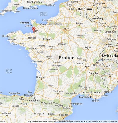 Mont St Michel on Map of France