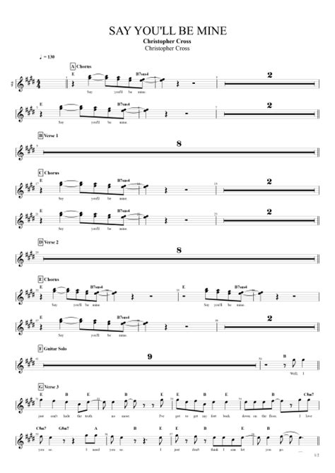 Say You'll Be Mine Tab by Christopher Cross (Guitar Pro) - Full Score ...