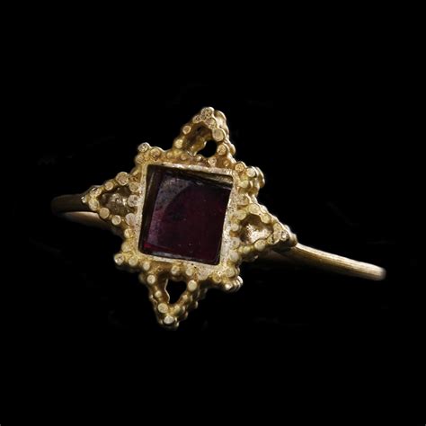 Medieval Gold Ring with Garnet - St James Ancient Art