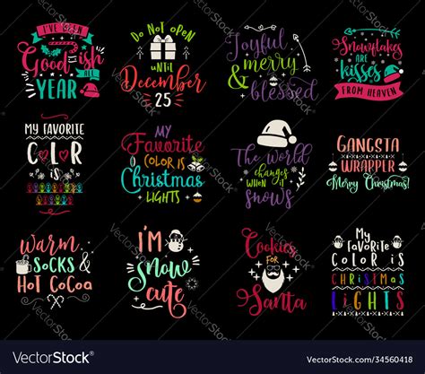 Christmas calligraphy quotes set silhouette Vector Image