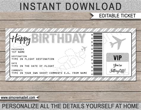 Printable Plane Ticket Gift