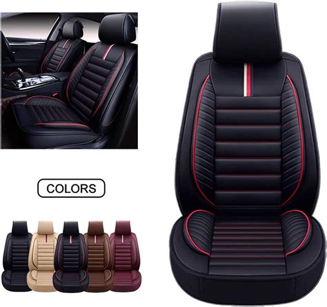 Black, OS-001 Front Pair OASIS AUTO Leather Car Seat Covers Faux Leatherette Automotive Vehicle ...