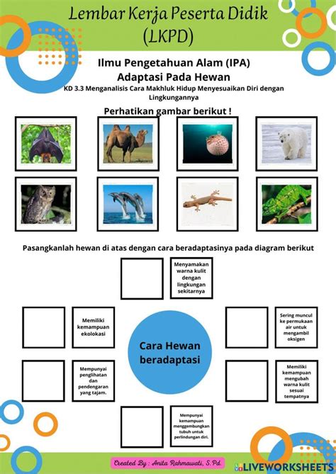 LKPD IPA Kelas 6 Adaptasi Hewan 3.3 worksheet