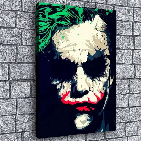 Joker Painting, Canvas Painting, Canvas Art, Heath Ledger Joker Poster, Joker Decor, Night Sky ...