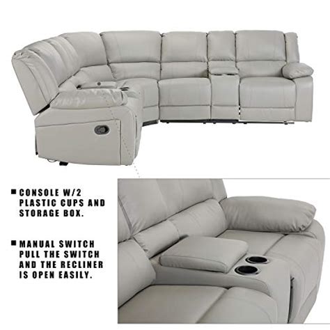 K·1 Classic and Traditional Bonded Leather Manual Reclining Corner ...